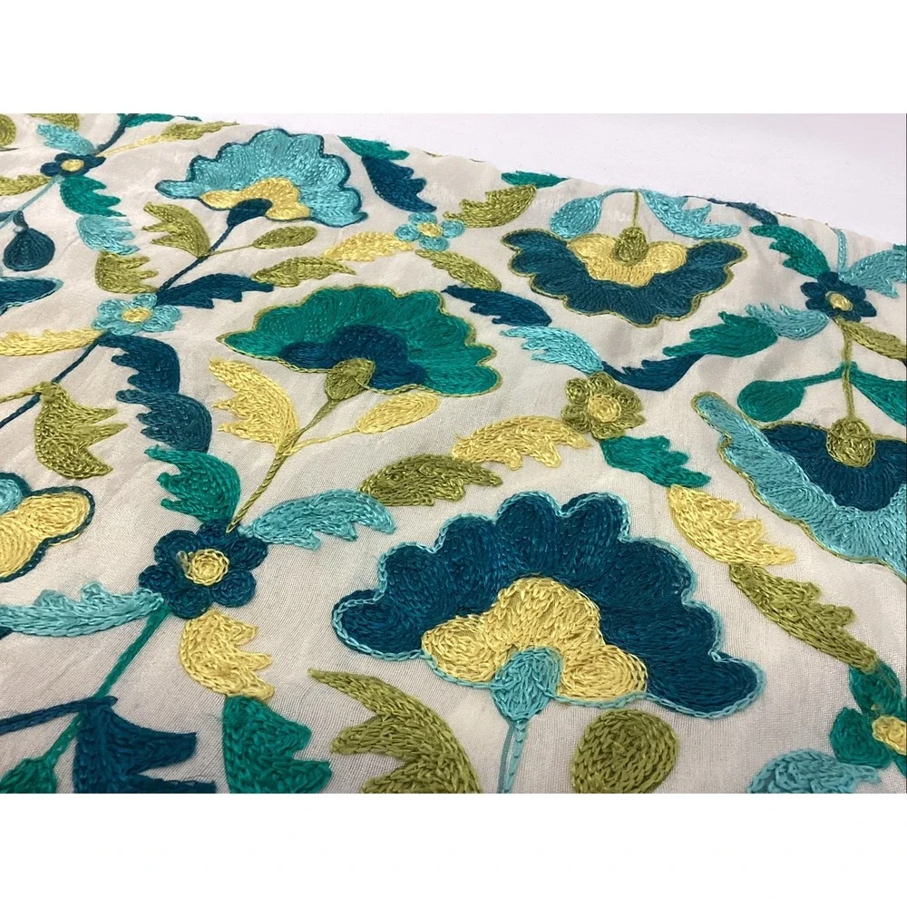 Pier 1 Import Pillow Embroidered Floral Multicolored 20 X 12 Cover Only